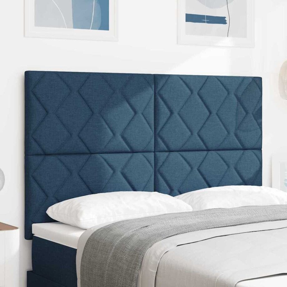 vidaXL Hoofdbord Blauw 160 cm Stof afbeelding 1