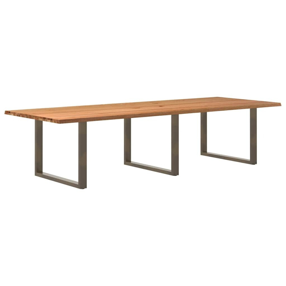 vidaXL Eettafel rechthoekig 320x120x74 cm massief eikenhout lichtbruin afbeelding 1