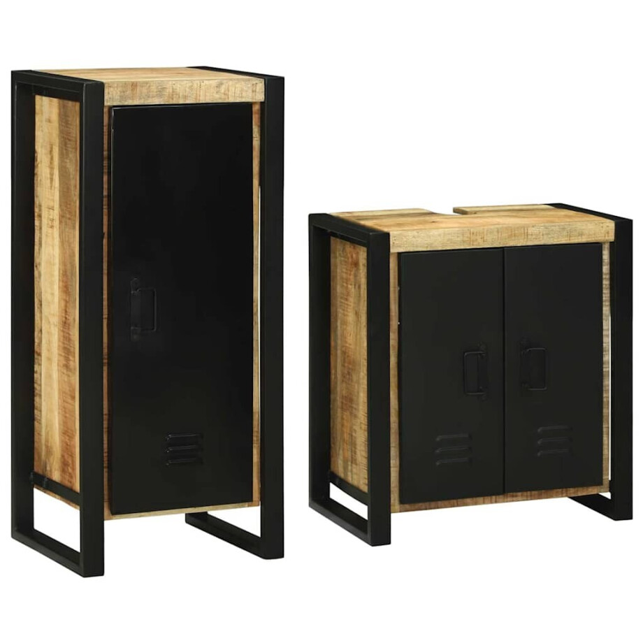 vidaXL Badkamermeubelset met plank 2 pcs Bruin Massief Mango Hout afbeelding 1