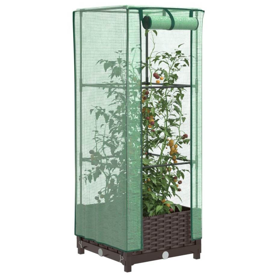 vidaXL Plantenbak verhoogd met kashoes 40x40x123 cm rattanlook afbeelding 1