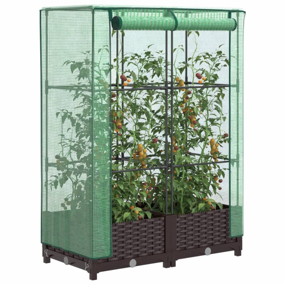 vidaXL Plantenbak verhoogd met kashoes 80x40x123 cm rattanlook afbeelding 1