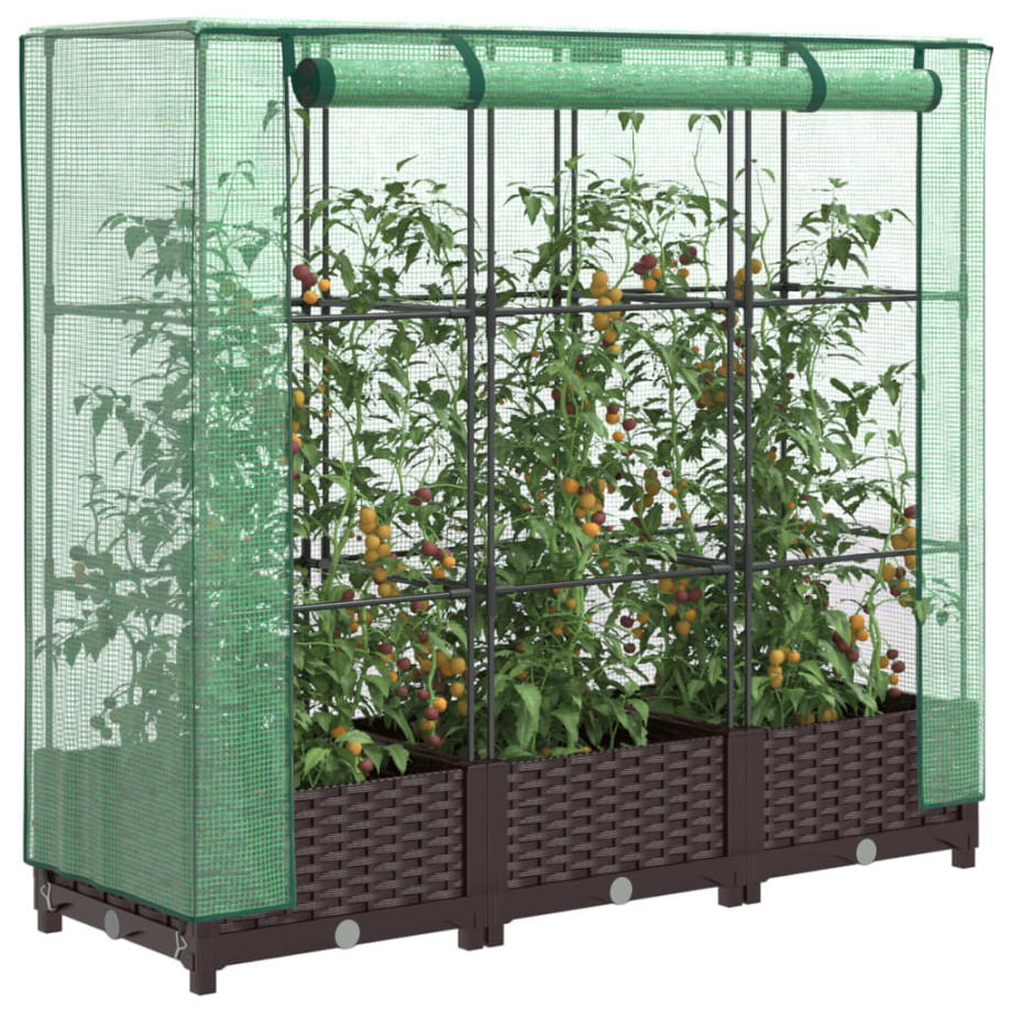 vidaXL Plantenbak verhoogd met kashoes 120x40x123 cm rattanlook afbeelding 1