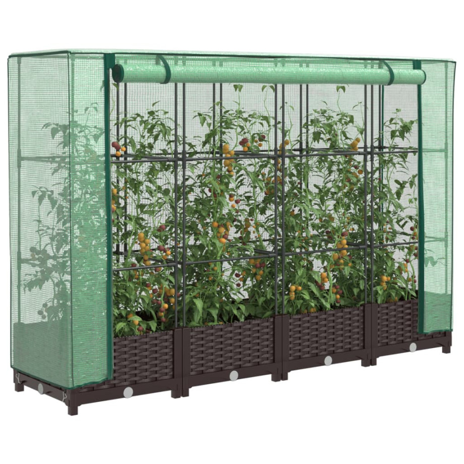 vidaXL Plantenbak verhoogd met kashoes 160x40x123 cm rattanlook afbeelding 1