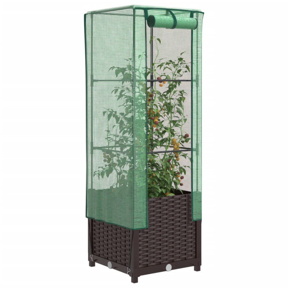 vidaXL Plantenbak verhoogd met kashoes 40x40x139 cm rattanlook afbeelding 1