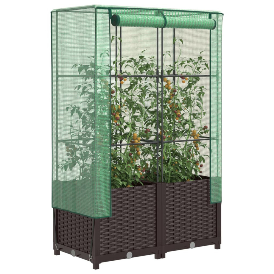 vidaXL Plantenbak verhoogd met kashoes 80x40x138 cm rattanlook afbeelding 1