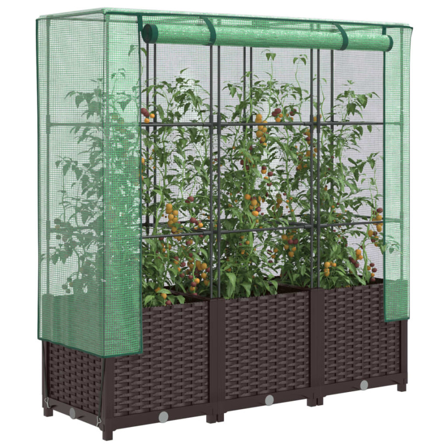 vidaXL Plantenbak verhoogd met kashoes 120x40x138 cm rattanlook afbeelding 1