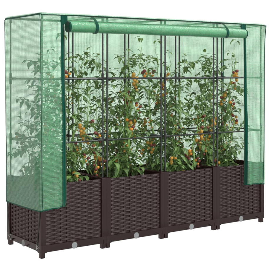 vidaXL Plantenbak verhoogd met kashoes 160x40x138 cm rattanlook afbeelding 1