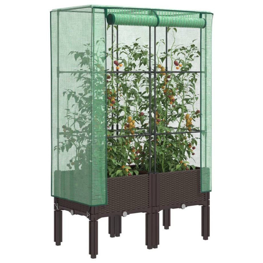 vidaXL Plantenbak verhoogd met kashoes 80x40x140 cm rattanlook afbeelding 1