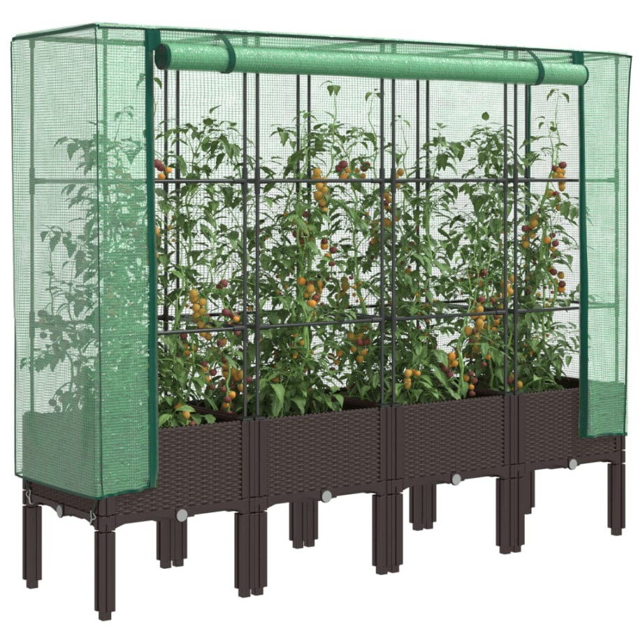 vidaXL Plantenbak verhoogd met kashoes 160x40x140 cm rattanlook afbeelding 1