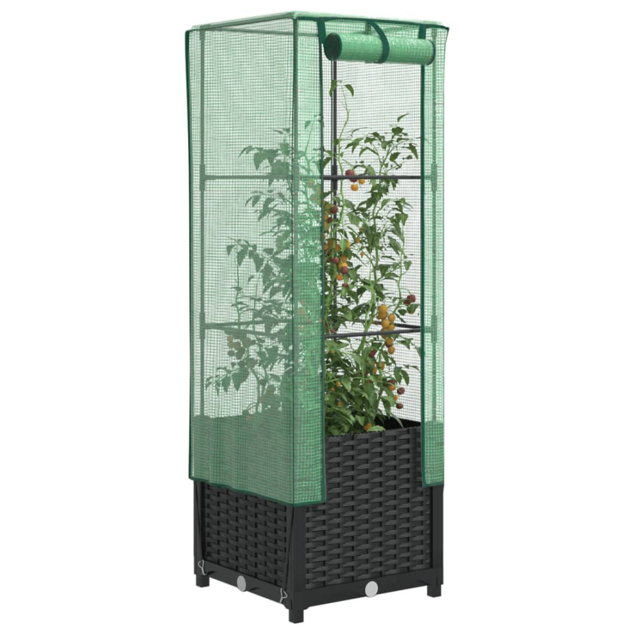 vidaXL Plantenbak verhoogd met kashoes 40x40x139 cm rattanlook afbeelding 1