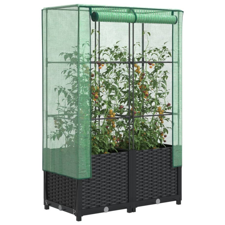 vidaXL Plantenbak verhoogd met kashoes 80x40x138 cm rattanlook afbeelding 1