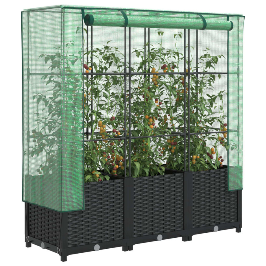 vidaXL Plantenbak verhoogd met kashoes 120x40x138 cm rattanlook afbeelding 1