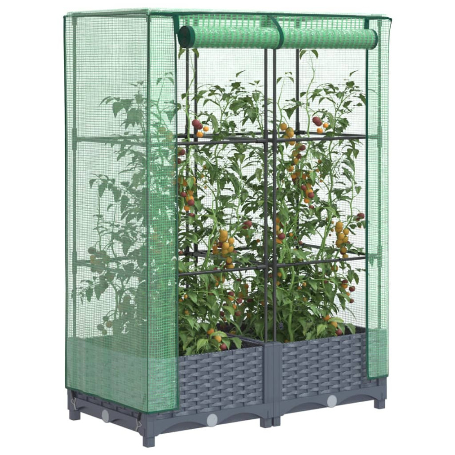 vidaXL Plantenbak verhoogd met kashoes 80x40x123 cm rattanlook afbeelding 1