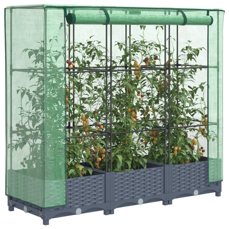 vidaXL Plantenbak verhoogd met kashoes 120x40x123 cm rattanlook afbeelding 1