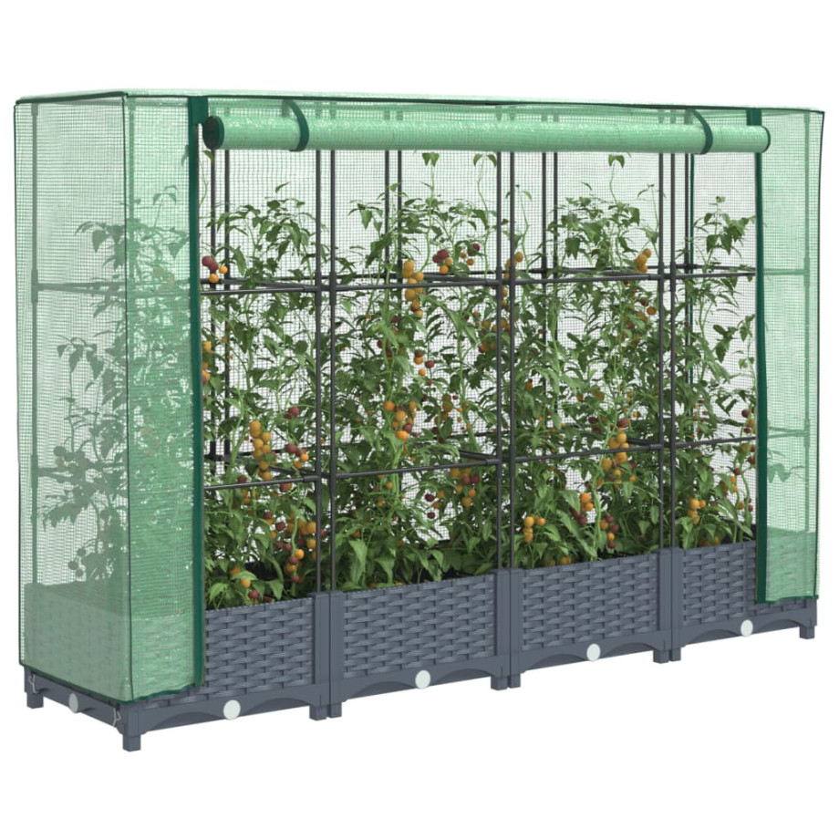 vidaXL Plantenbak verhoogd met kashoes 160x40x123 cm rattanlook afbeelding 1