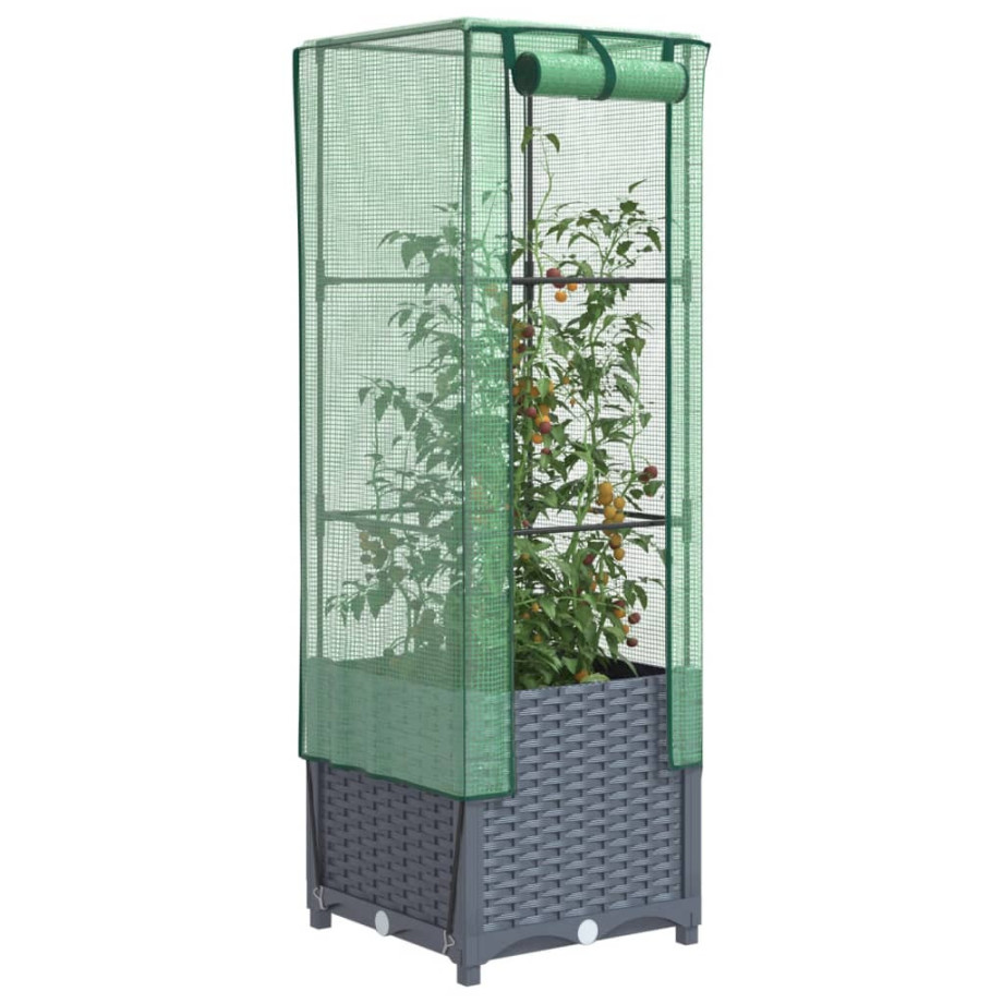 vidaXL Plantenbak verhoogd met kashoes 40x40x139 cm rattanlook afbeelding 1