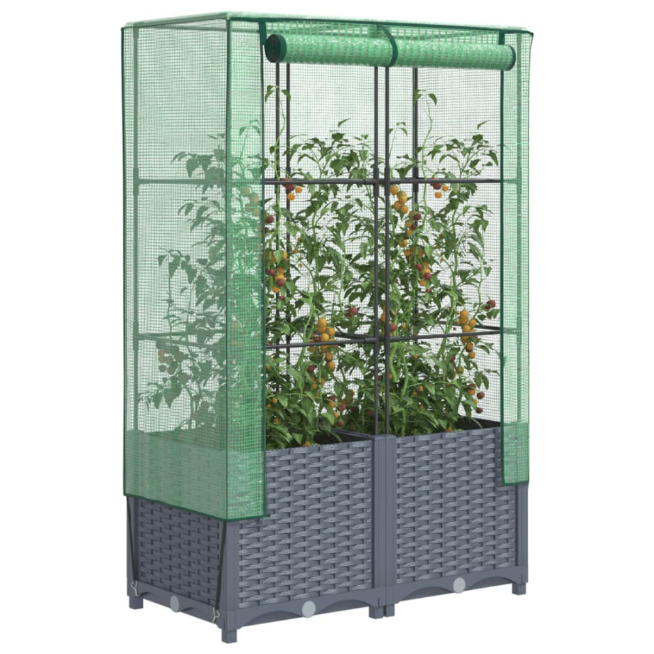 vidaXL Plantenbak verhoogd met kashoes 80x40x138 cm rattanlook afbeelding 1