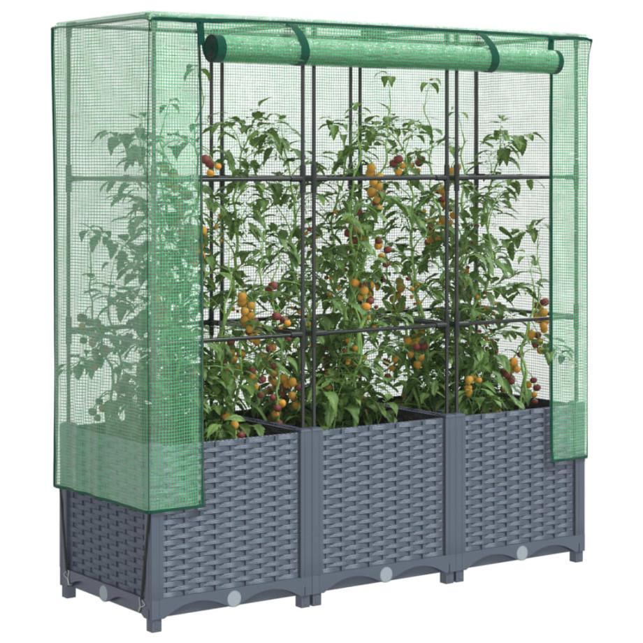 vidaXL Plantenbak verhoogd met kashoes 120x40x138 cm rattanlook afbeelding 1