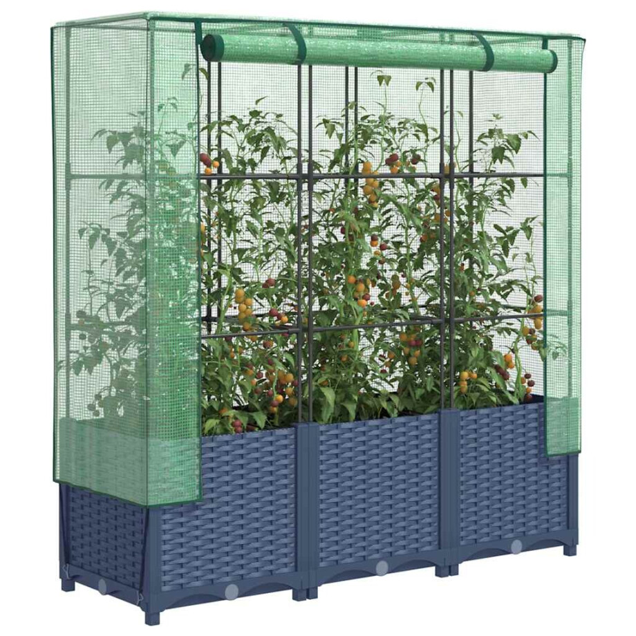 vidaXL Plantenbak verhoogd met kashoes 120x40x138 cm rattanlook afbeelding 1