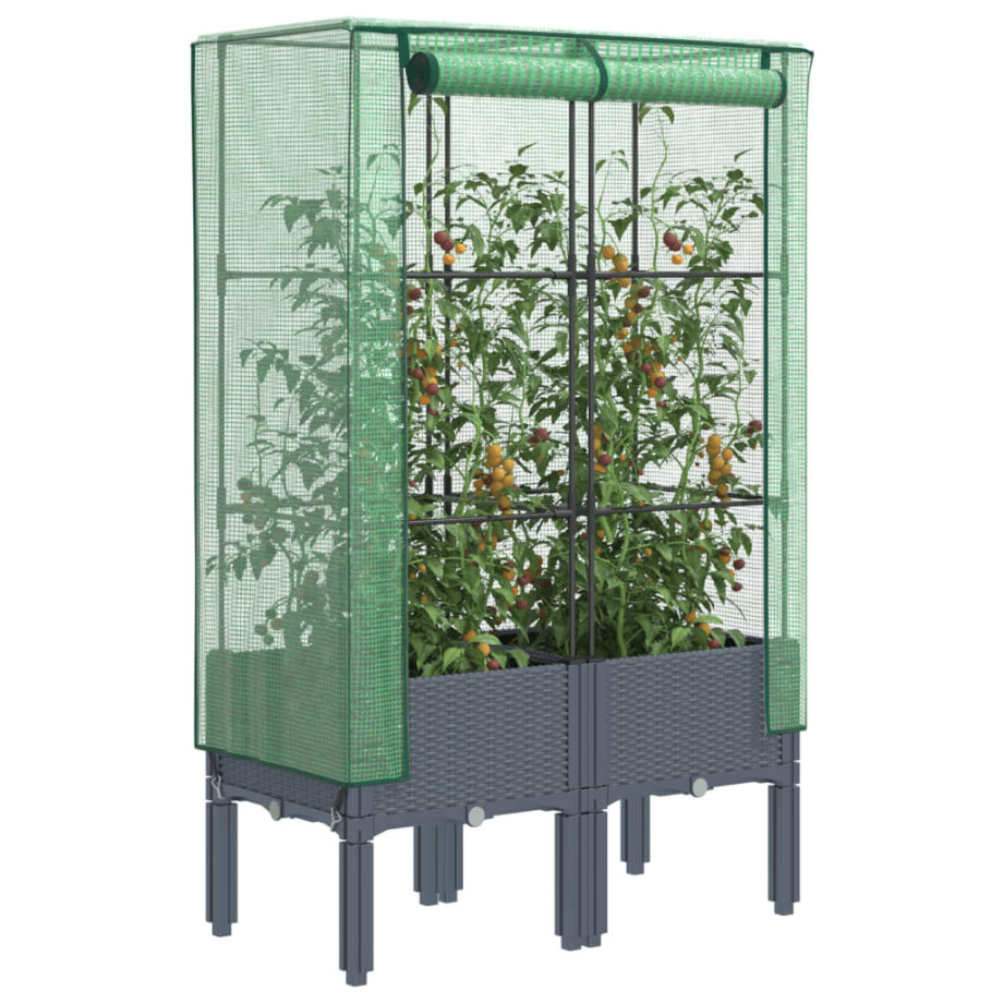 vidaXL Plantenbak verhoogd met kashoes 80x40x140 cm rattanlook afbeelding 1