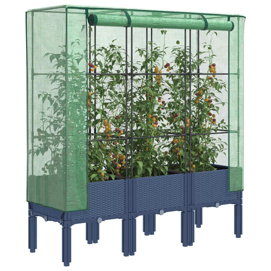 vidaXL Plantenbak verhoogd met kashoes 120x40x140 cm rattanlook afbeelding 1