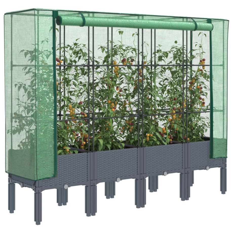 vidaXL Plantenbak verhoogd met kashoes 160x40x140 cm rattanlook afbeelding 1