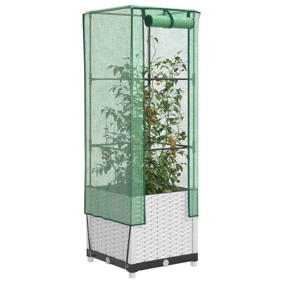 vidaXL Plantenbak verhoogd met kashoes 40x40x139 cm rattanlook afbeelding 1