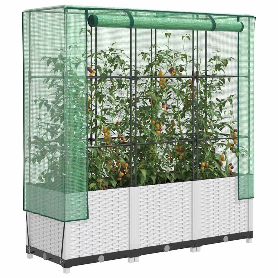 vidaXL Plantenbak verhoogd met kashoes 120x40x138 cm rattanlook afbeelding 1