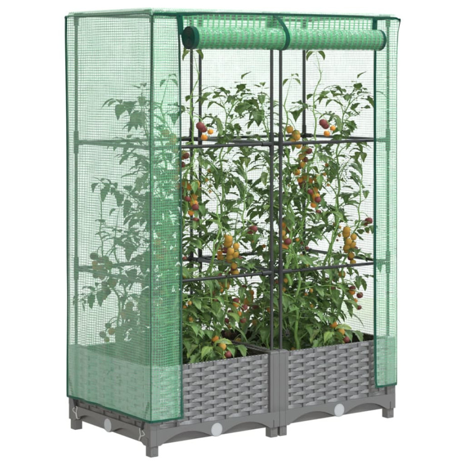 vidaXL Plantenbak verhoogd met kashoes 80x40x123 cm rattanlook afbeelding 1