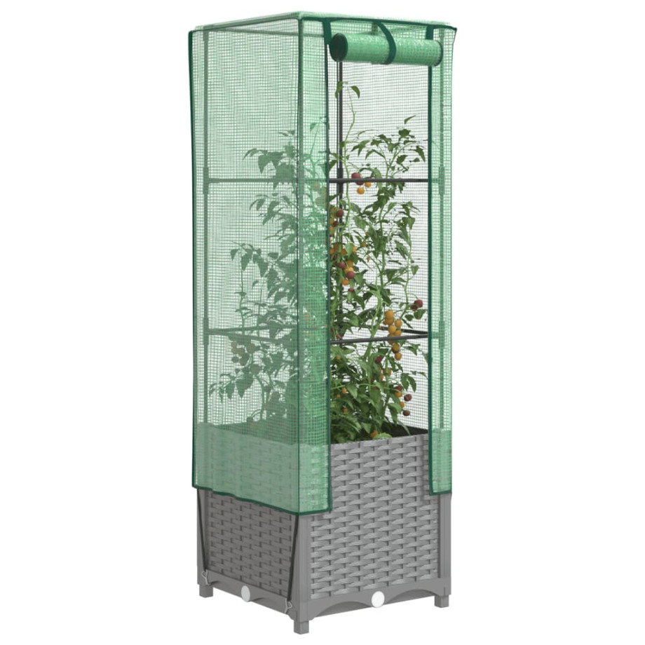 vidaXL Plantenbak verhoogd met kashoes 40x40x139 cm rattanlook afbeelding 1