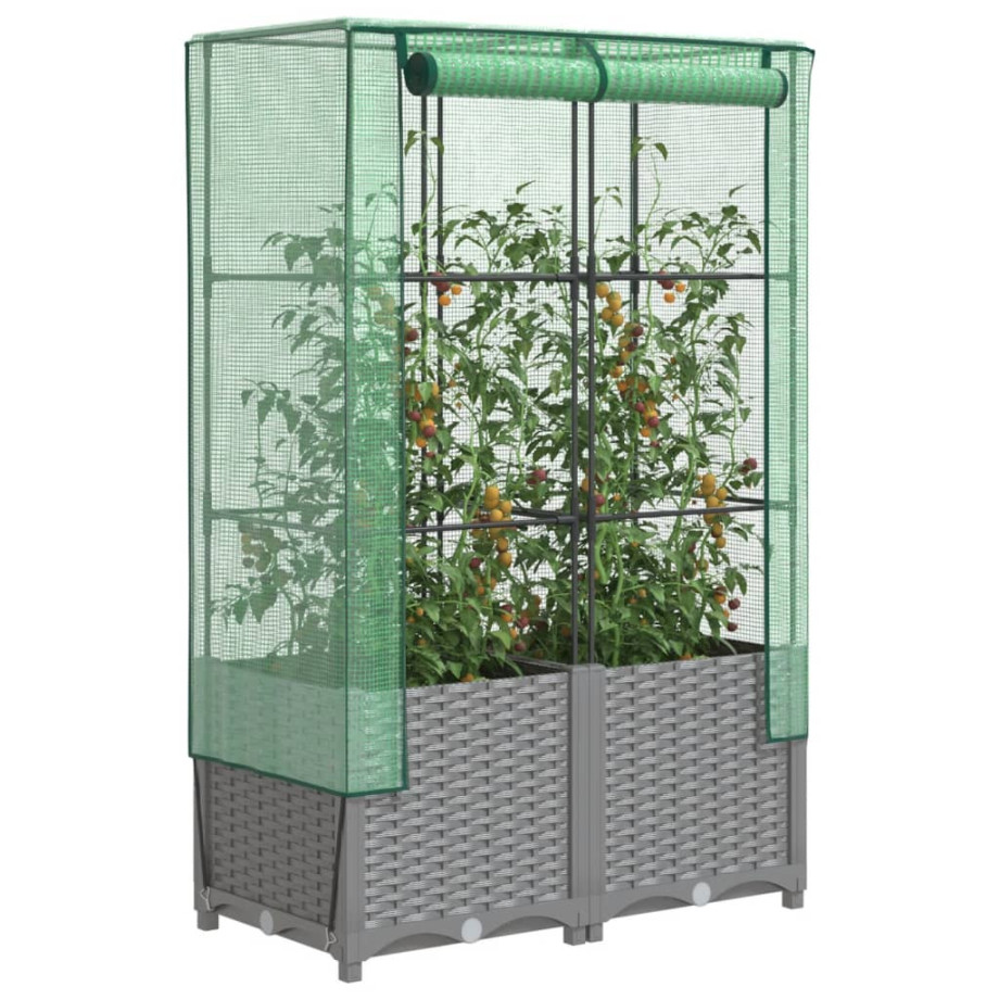 vidaXL Plantenbak verhoogd met kashoes 80x40x138 cm rattanlook afbeelding 1