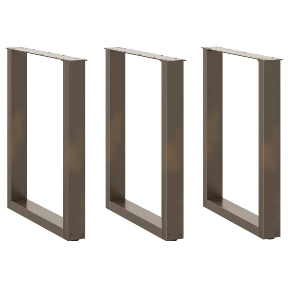 vidaXL Salontafelpoten 3 st U-vormig 70x(72-73) cm staal naturel afbeelding 1