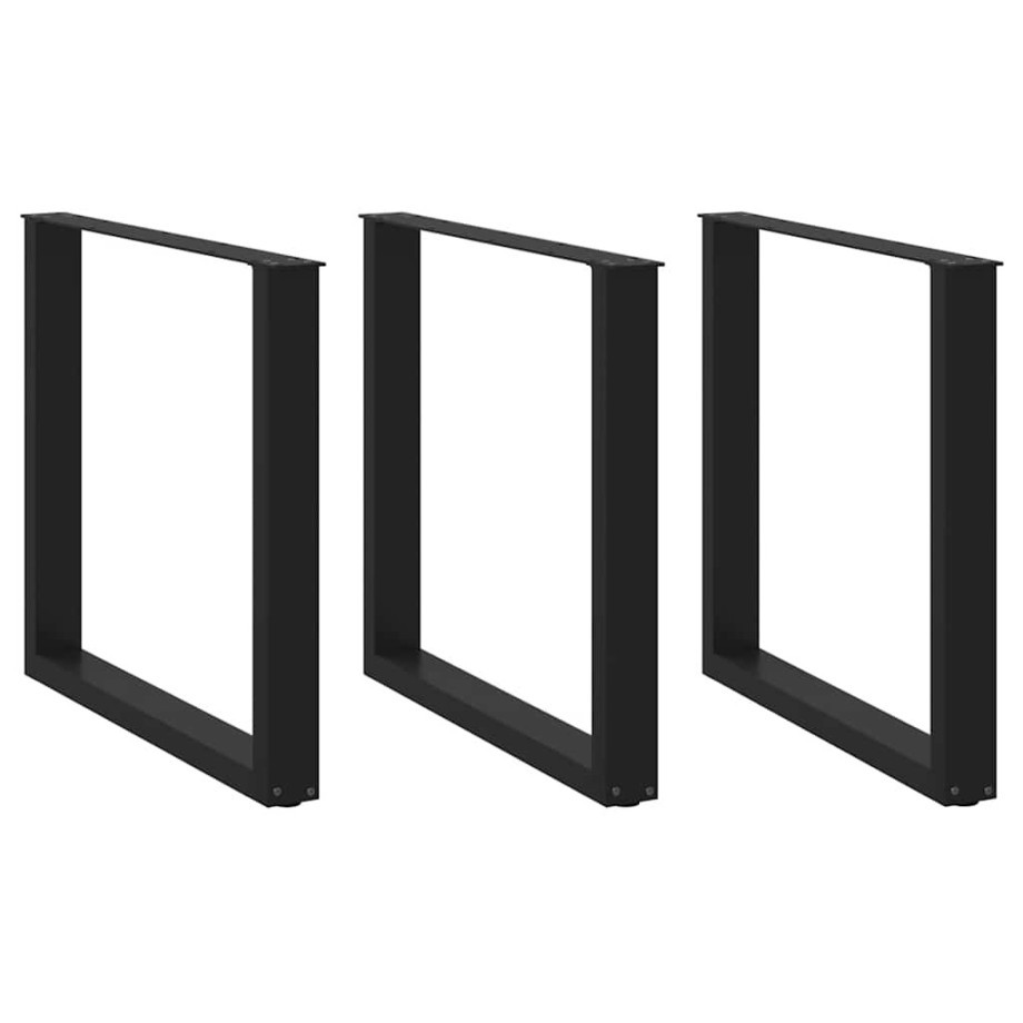 vidaXL Salontafelpoten 3 st U-vormig 80x(72-73) cm staal zwart afbeelding 1