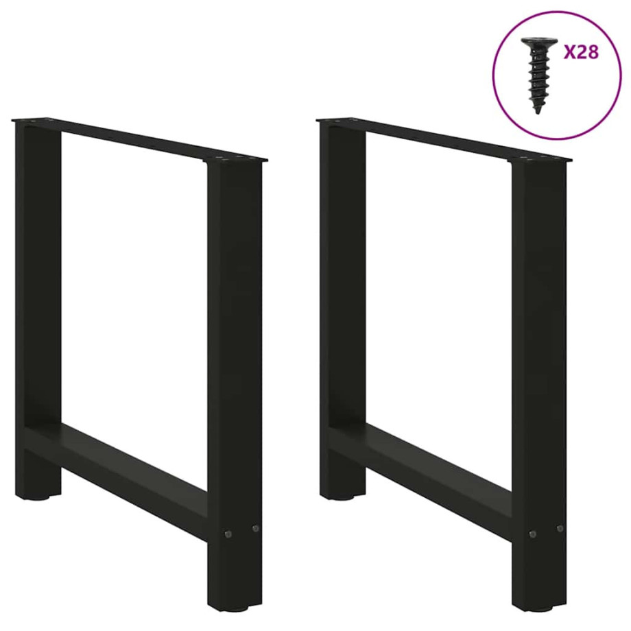 vidaXL Eettafelpoten 2 st 70x(72-73) cm staal zwart afbeelding 1