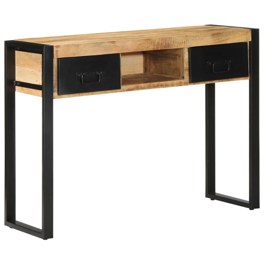vidaXL Wandtafel 100x35x75 cm massief ruw mangohout afbeelding 1