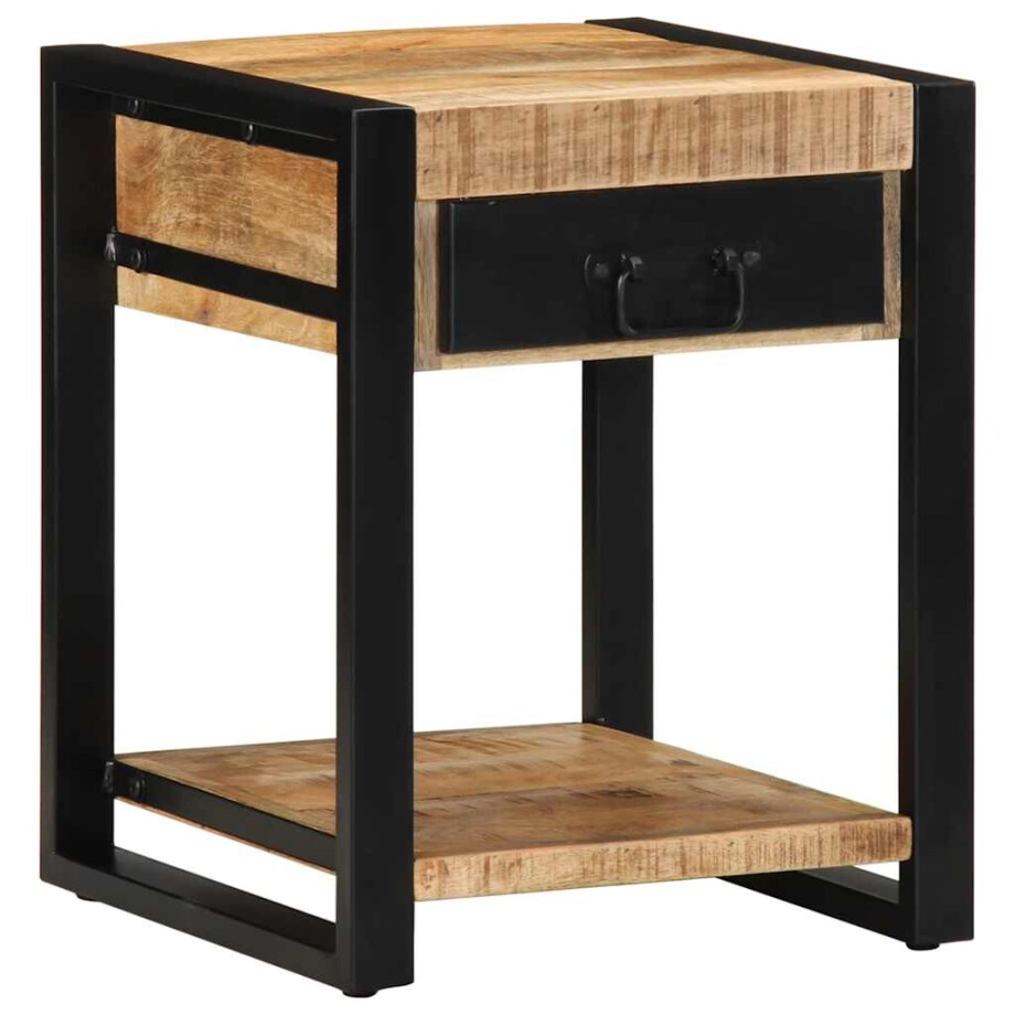 vidaXL Bijzettafel 40x40x50 cm massief ruw mangohout afbeelding 1
