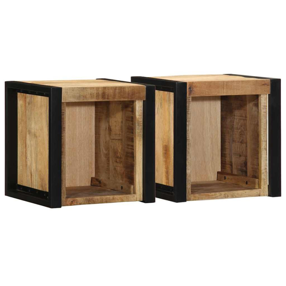 vidaXL Nachtkastjes 2 st 40x35x40 cm massief ruw hout mango vidaXL Nachtkastjes 2 st 40x35x40 cm massief ruw hout mango afbeelding 1