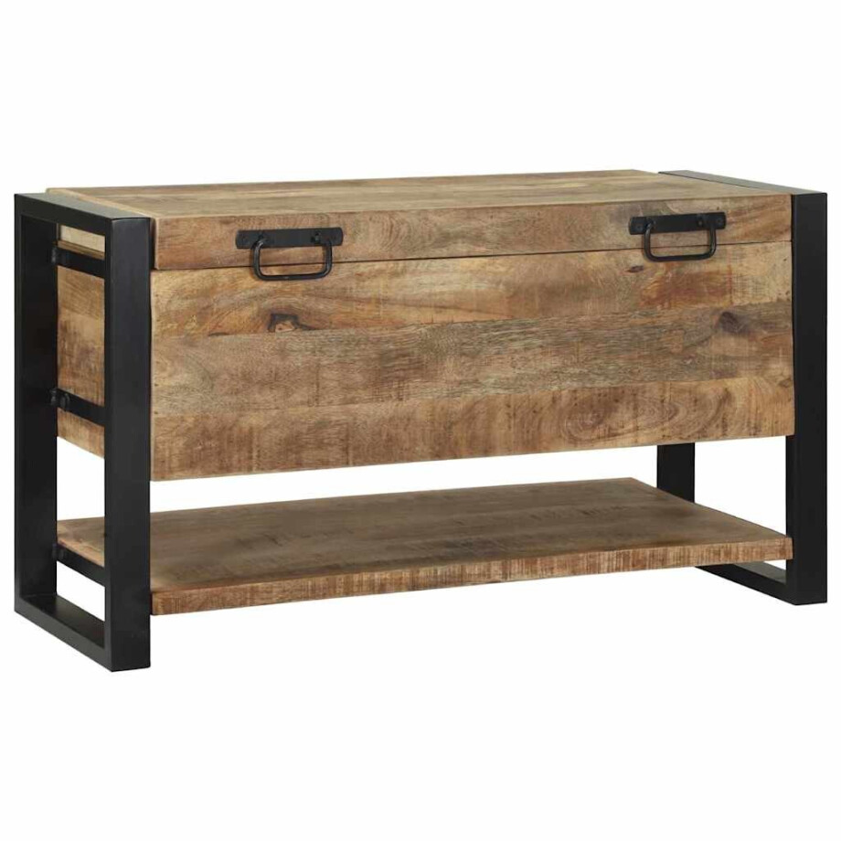 vidaXL Opbergbox met opslag Bruin 80 x 35 x 45 cm Massief mangohout afbeelding 1