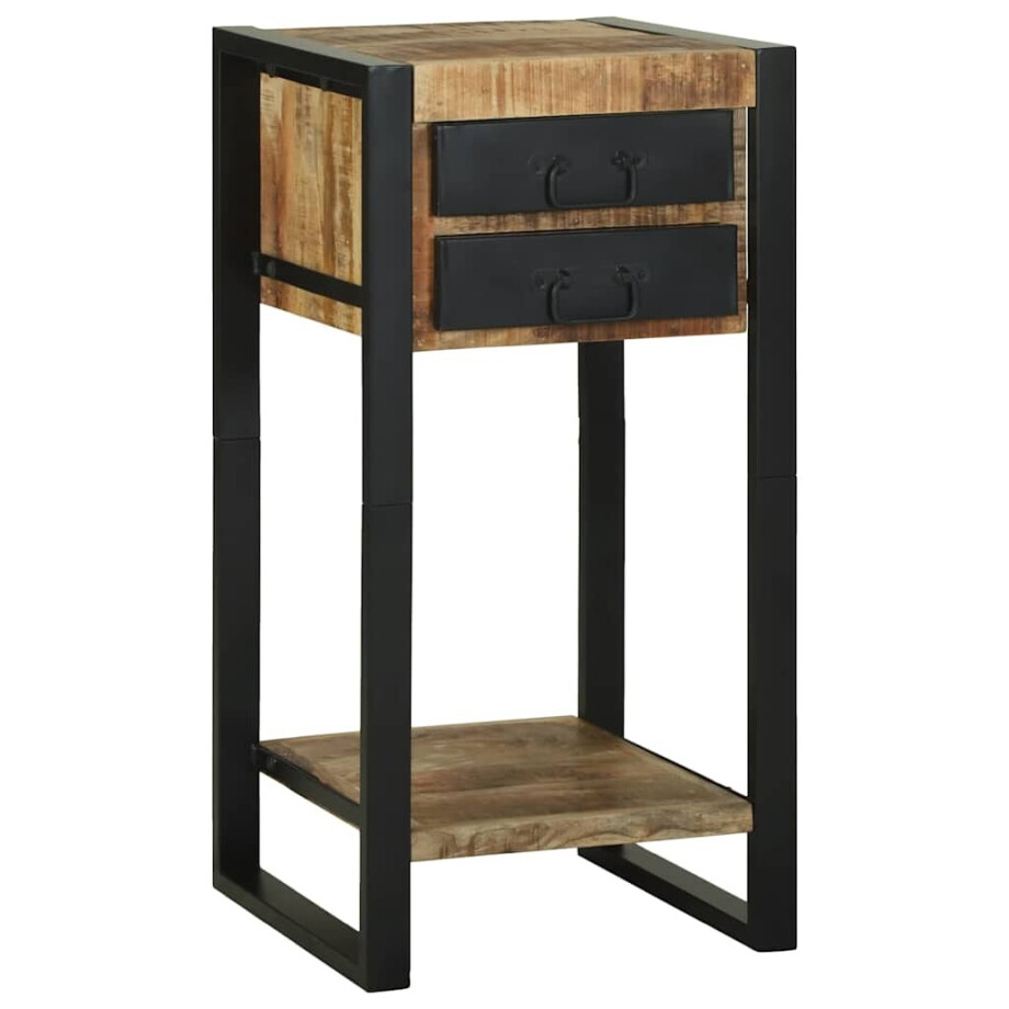 vidaXL Bijzettafel met lade Bruin 40 x 40 x 80 cm Massief Mango Hout afbeelding 1