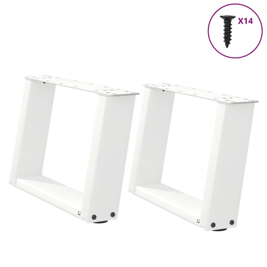 vidaXL Salontafelpoten 2 st U-vormig 40x(30-31) cm staal wit afbeelding 1