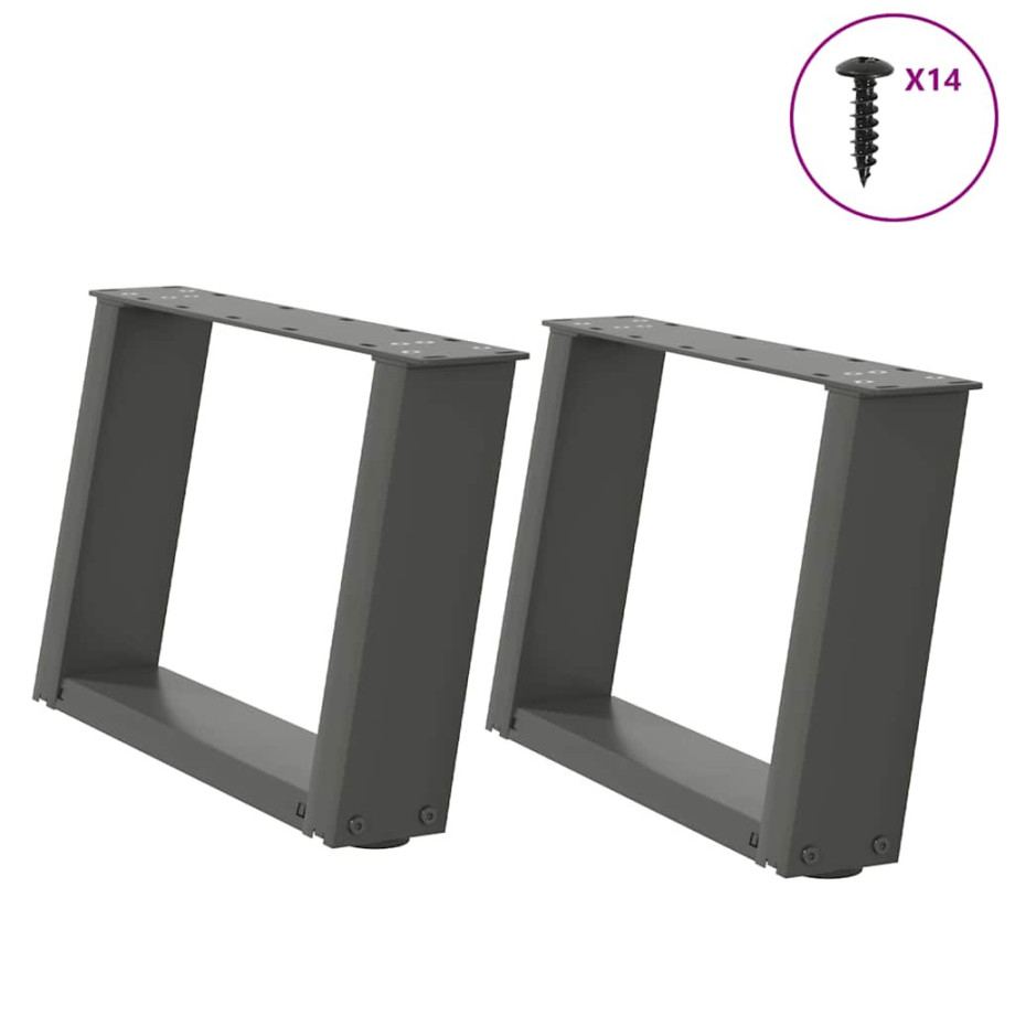 vidaXL Salontafelpoten 2 st U-vormig 50x(30-31) cm staal antraciet afbeelding 1