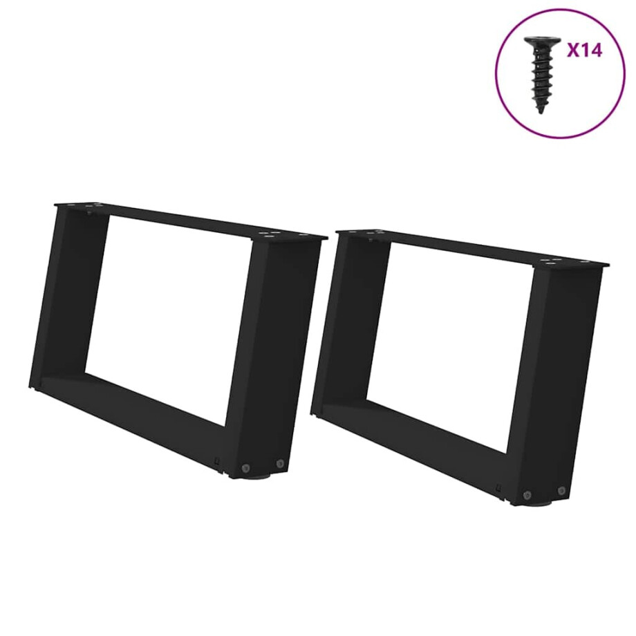 vidaXL Salontafelpoten 2 st U-vormig 60x(30-31) cm staal zwart vidaXL Salontafelpoten 2 st U-vormig 60x(30-31) cm staal zwart afbeelding 1