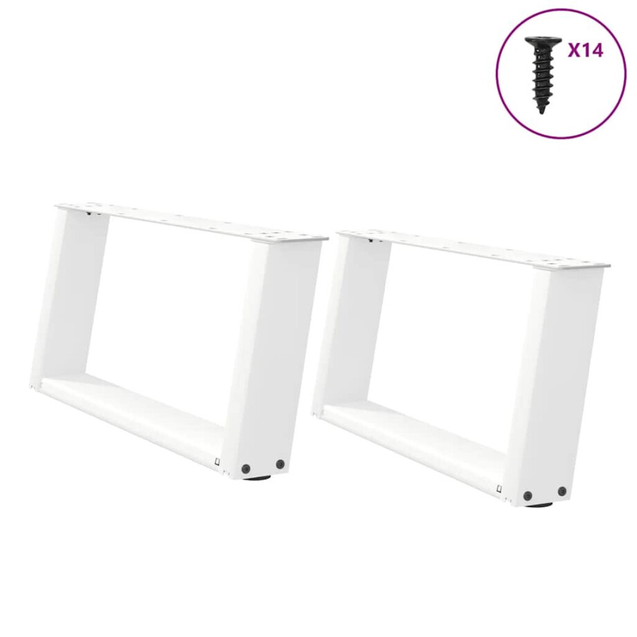 vidaXL Salontafelpoten 2 st U-vormig 60x(30-31) cm staal wit afbeelding 1