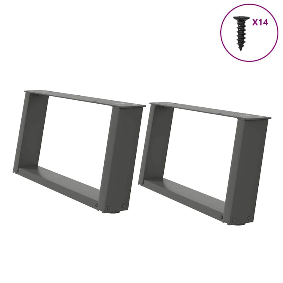 vidaXL Salontafelpoten 2 st U-vormig 60x(30-31) cm staal antraciet afbeelding 1