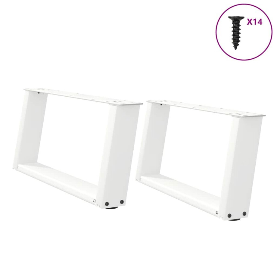 vidaXL Salontafelpoten 2 st U-vormig 70x(30-31) cm staal wit afbeelding 1