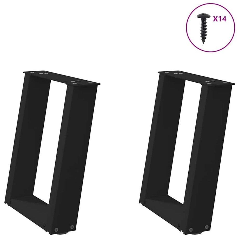 vidaXL Salontafelpoten 2 st U-vormig 38x(42-43) cm staal zwart vidaXL Salontafelpoten 2 st U-vormig 38x(42-43) cm staal zwart afbeelding 1