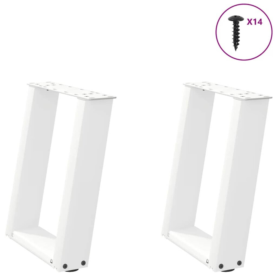 vidaXL Salontafelpoten 2 st U-vormig 38x(42-43) cm staal wit afbeelding 1