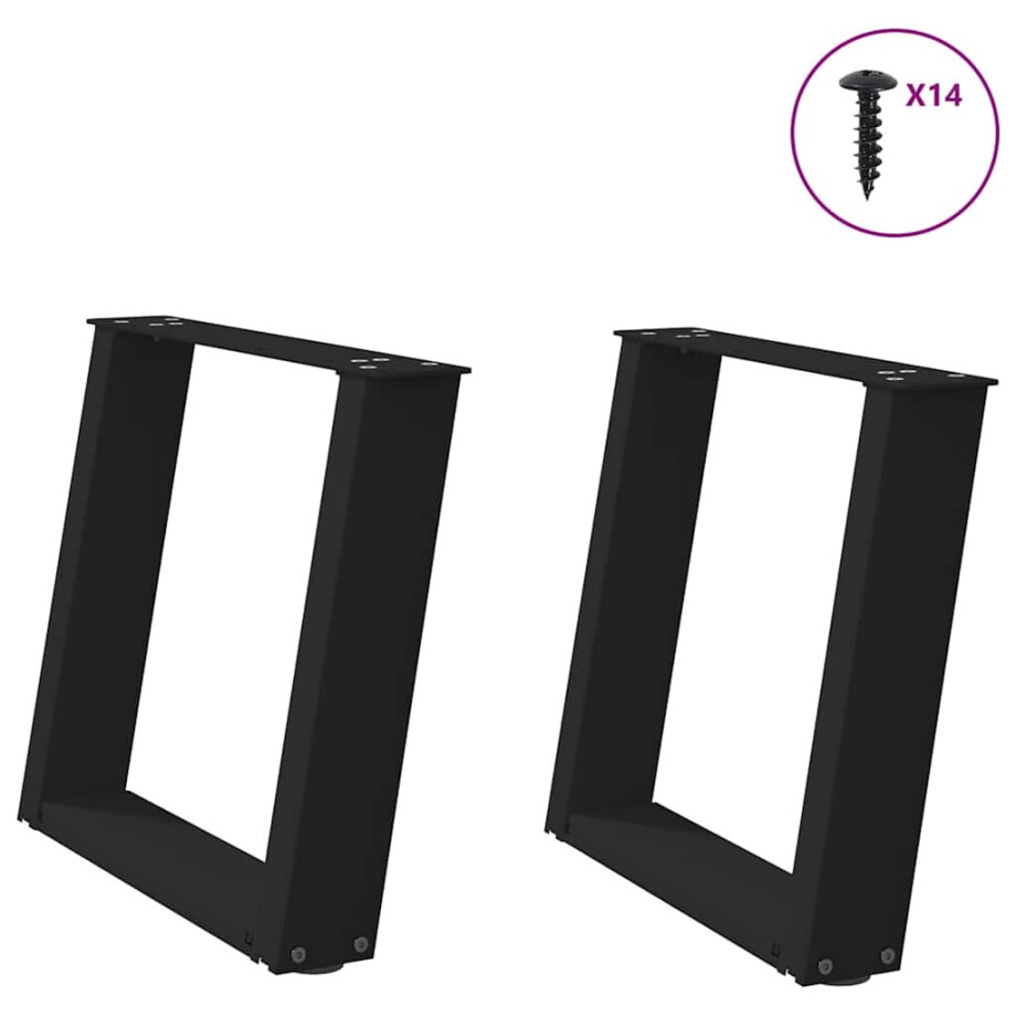 vidaXL Salontafelpoten 2 st U-vormig 50x(42-43) cm staal zwart afbeelding 1