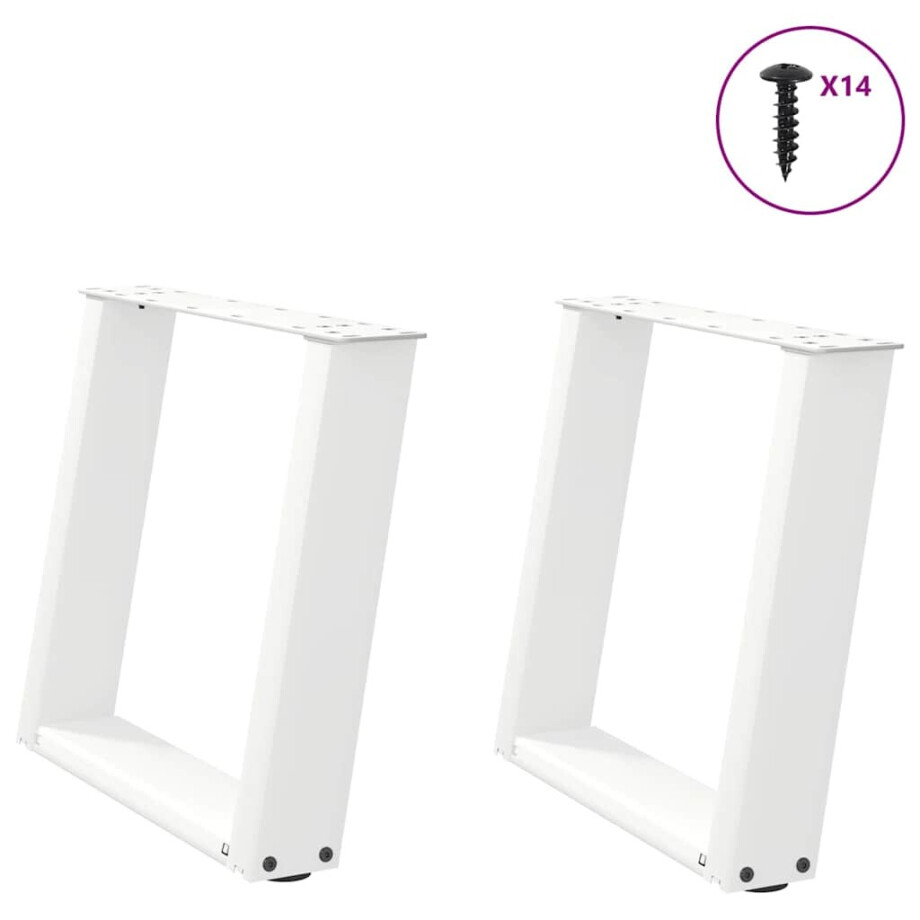 vidaXL Salontafelpoten 2 st U-vormig 50x(42-43) cm staal wit afbeelding 1