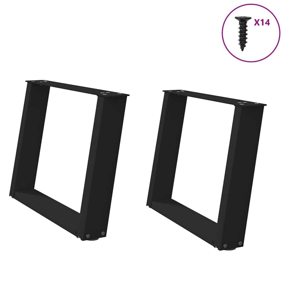 vidaXL Salontafelpoten 2 st U-vormig 70x(42-43) cm staal zwart vidaXL Salontafelpoten 2 st U-vormig 70x(42-43) cm staal zwart afbeelding 1